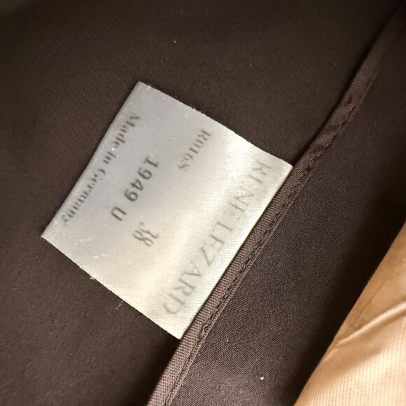 Rene Lezard Made in Germany Sz 38 Chocolate A Line Swing Skirt Ribbon Trim - Picture 3 of 8